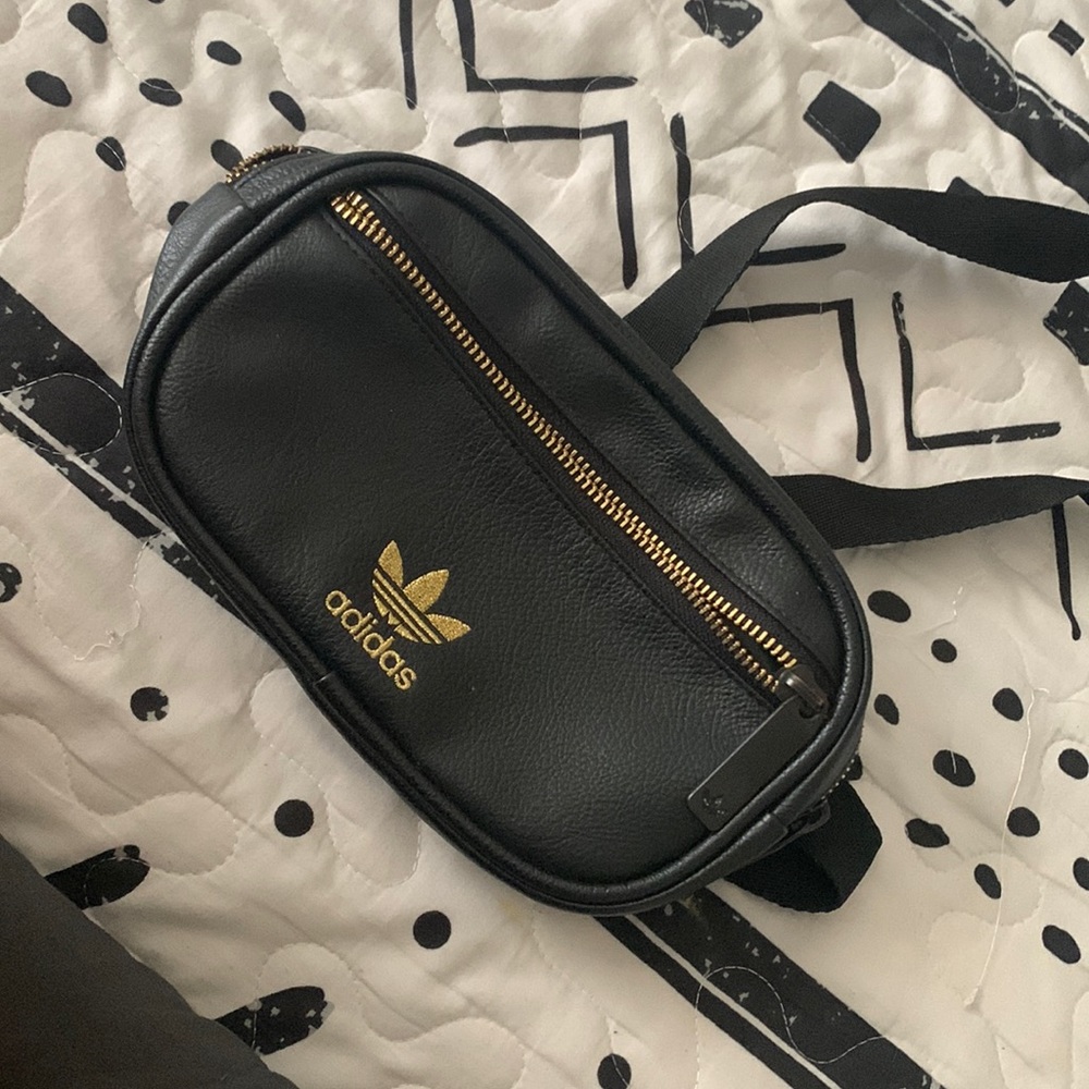 Black and gold adidas Fanny pack